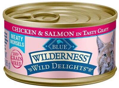 Blue Buffalo Wilderness Wild Delights Chicken and Salmon Canned Cat Food 3-oz, case of 24