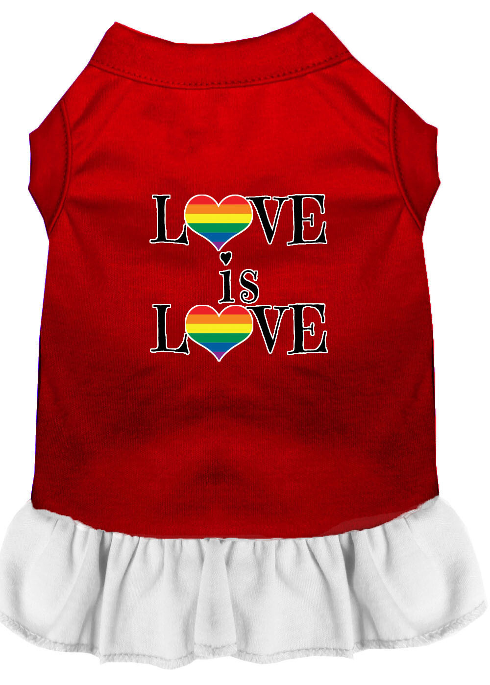 Love is Love Rainbow Heart Pride Dog Dress with Fringe