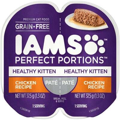 Iams Perfect Portions Healthy Kitten Chicken Pate Wet Cat Food Tray 2.6-oz, case of 24