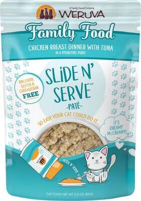 Weruva Slide N' Serve Grain Free Family Food Chicken Breast Dinner with Tuna Wet Cat Food Pouch 5.5-oz, case of 12