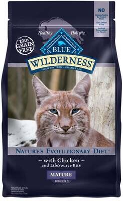 Blue Buffalo Wilderness Grain Free Chicken High Protein Recipe Mature Dry Cat Food 5-lb