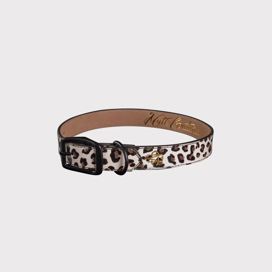 Mutt Couture Leopard Print Leather Dog Collar