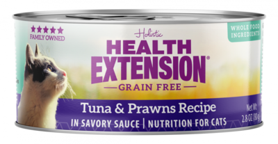 Health Extension Grain-Free Tuna and Prawns Recipe Canned Cat Food 2.8-oz, case of 24