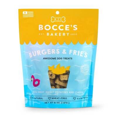 Bocce's Bakery Burgers & Fries Recipe Biscuit Dog Treats 5-oz