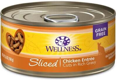 Wellness Grain Free Natural Sliced Chicken Entree Wet Canned Cat Food 3-oz, case of 24