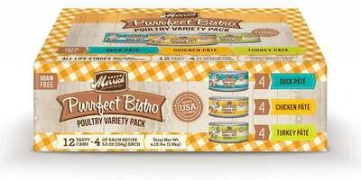 Merrick Purrfect Bistro Grain Free Poultry Variety Pack Canned Cat Food 5.5-oz, case of 12