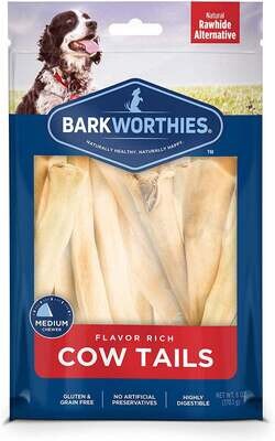 Barkworthies All Natural Cow Tail Dog Chews 6-oz
