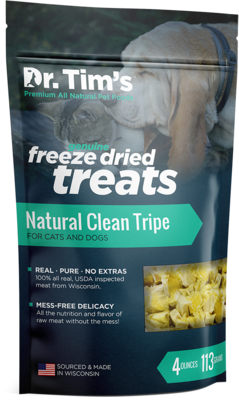 Dr. Tim's Freeze Dried Clean Tripe Dog and Cat Treats 4-oz