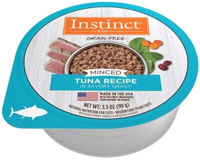 Instinct Adult Grain Free Minced Recipe with Real Tuna Natural Cat food Cups 3.5-oz, case of 12