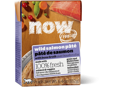 Petcurean Now! Fresh Grain Free Wild Salmon Pate with Bone Broth Wet Cat Food 6.4-oz, case of 24