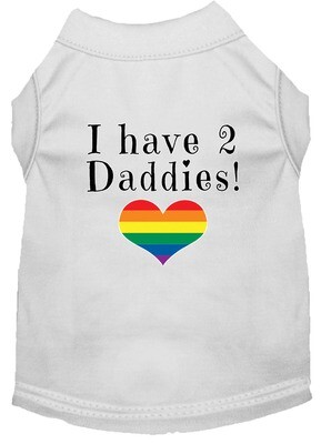 I Have Two Daddies Rainbow Heart Pride Pet T-Shirt