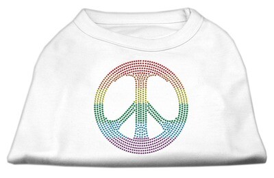 Rhinestone Rainbow Peace Sign Pet Shirt