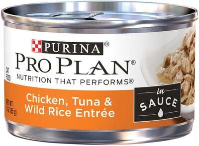 Purina Pro Plan Savor Adult Chicken, Tuna & Wild Rice in Sauce Entree Canned Cat Food 3-oz, case of 24