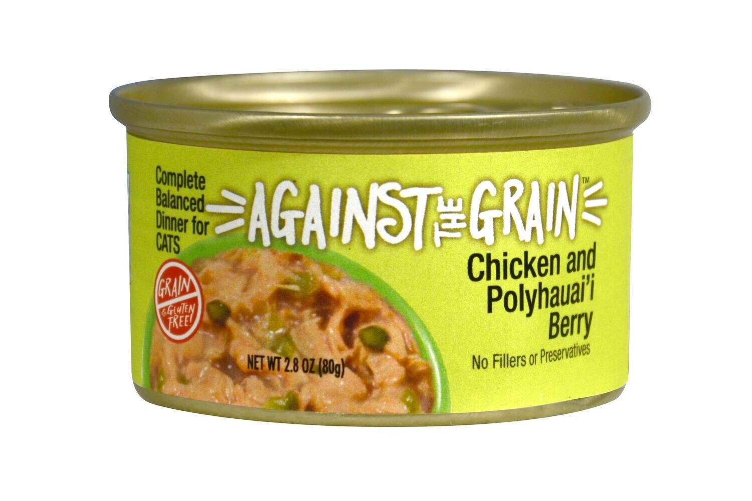 Against the Grain Farmers Market Grain Free Chicken & Polyhauaii Berry Canned Cat Food 2.8-oz, case of 24