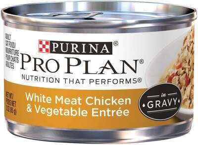 Purina Pro Plan Savor Adult White Chicken with Vegetables in Gravy Entree Canned Cat Food 3-oz, case of 24