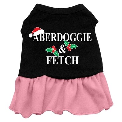Aberdoggie Christmas Screen Print Dress Black