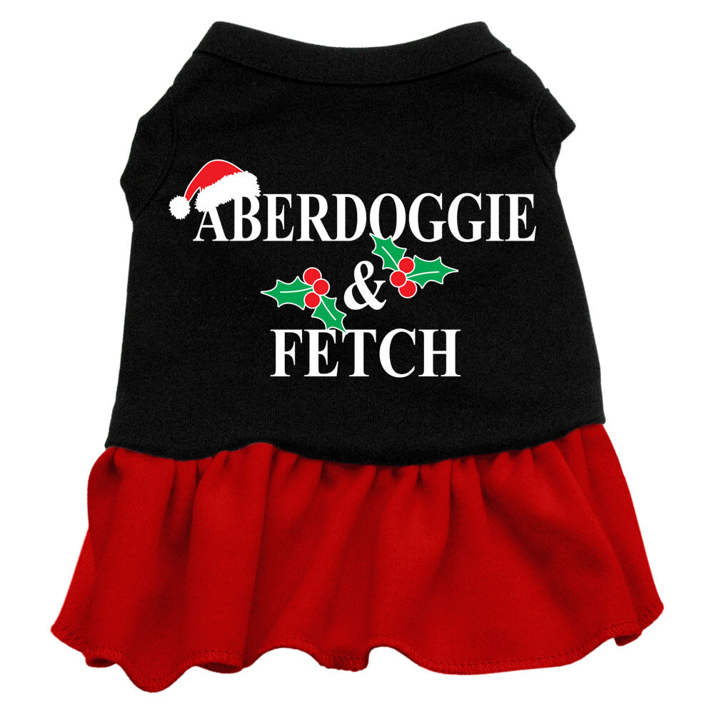 Aberdoggie Christmas Screen Print Dress Black