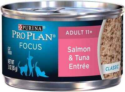 Purina Pro Plan Focus Senior Cat 11+ Salmon & Tuna Entree Canned Cat Food 3-oz, case of 24