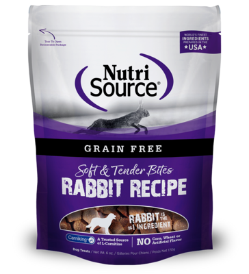 Nutrisource Soft & Tender Bites Rabbit Recipe Dog Treats - Grain Free