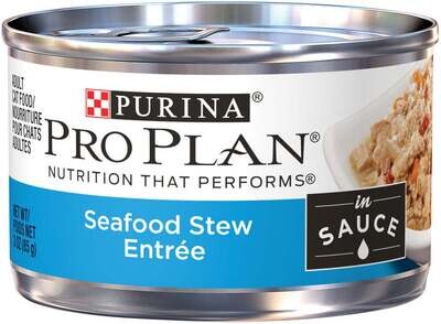 Purina Pro Plan Savor Adult Seafood Stew Entree in Sauce Canned Cat Food 3-oz, case of 24