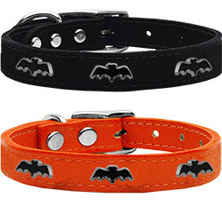 Bat Widget Genuine Leather Dog Collar