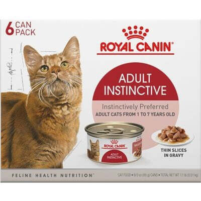 Royal Canin Feline Health Nutrition Adult Instinctive Thin Slices in Gravy Canned Cat Food 3-oz, case of 12
