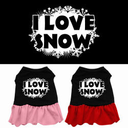 I Love Snow Screen Print Dog Dress