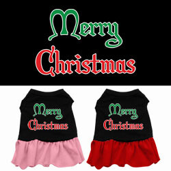 Merry Christmas Screen Print Dog Dress