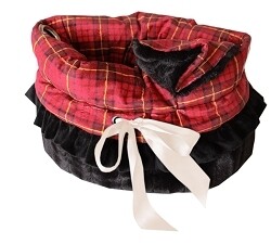 Red Plaid Reversible Snuggle Bugs Pet Bed, Bag, and Car Seat All-in-One