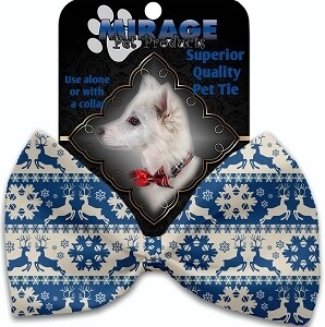 Blue Reindeer Pet Bow Tie Collar Accessory with Velcro