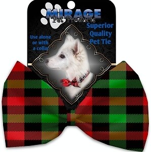 Christmas Plaid Pet Bow Tie Collar Accessory with Velcro