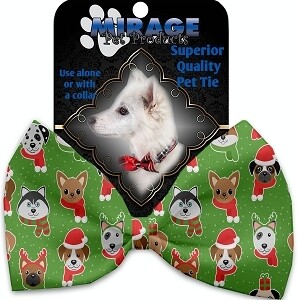 Christmas Dogs Pet Bow Tie Collar Accessory with Velcro