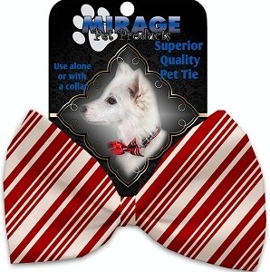 Classic Candy Cane Stripes Pet Bow Tie Collar Accessory with Velcro