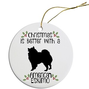 Breed Specific Round Christmas Ornament American Eskimo