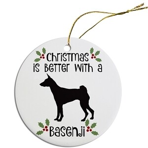 Breed Specific Round Christmas Ornament Basenji