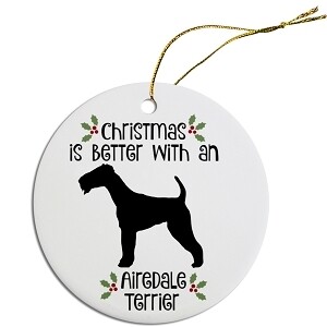 Breed Specific Round Christmas Ornament Airedale Terrier