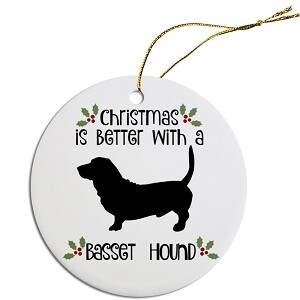 Breed Specific Round Christmas Ornament Basset Hound