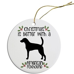 Breed Specific Round Christmas Ornament American Foxhound