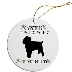 Breed Specific Round Christmas Ornament Brussels Griffon