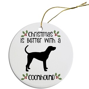 Breed Specific Round Christmas Ornament Coonhound