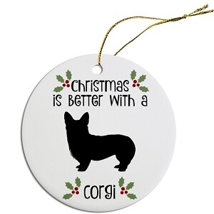Breed Specific Round Christmas Ornament Corgi