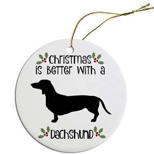 Breed Specific Round Christmas Ornament Dachshund