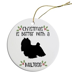 Breed Specific Round Christmas Ornament Maltese