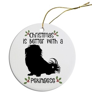 Breed Specific Round Christmas Ornament Pekingese