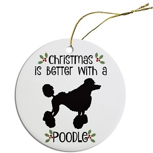 Breed Specific Round Christmas Ornament Poodle