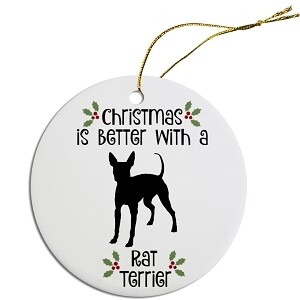 Breed Specific Round Christmas Ornament Rat Terrier