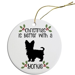 Breed Specific Round Christmas Ornament Yorkie