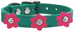 Flower Leather Collar Jade With Pink flowers