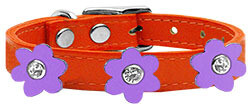 Flower Leather Collar Orange With Lavender flowers