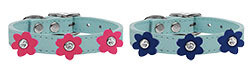 Flower Leather Collar Baby Blue